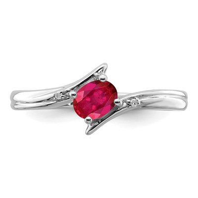 Sterling Silver Ruby & Diamond Ring – view 6