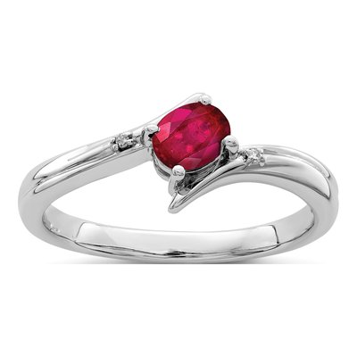 Sterling Silver Ruby & Diamond Ring