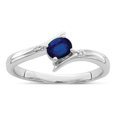 Sterling Silver Sapphire & Diamond Ring