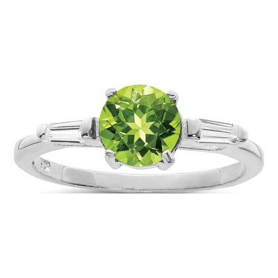 Sterling Silver Peridot & CZ Ring