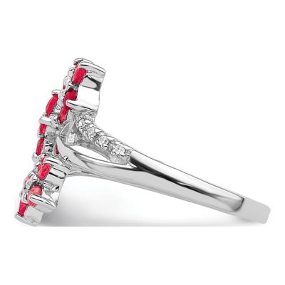 Sterling Silver 1/20 ct tw Ruby & Diamond Flower Ring – view 4