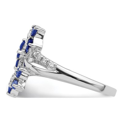 Sterling Silver 1/20 ct tw Sapphire & Diamond Flower Ring – view 4