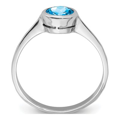Sterling Silver Swiss Blue Topaz & Diamond Ring – view 3