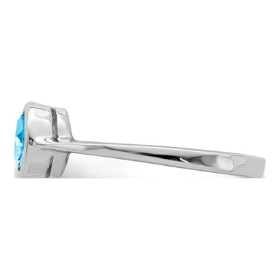 Sterling Silver Swiss Blue Topaz & Diamond Ring – view 5