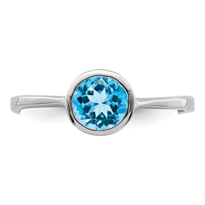 Sterling Silver Swiss Blue Topaz & Diamond Ring – view 6