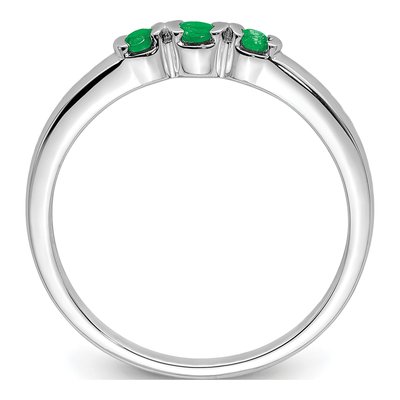 Sterling Silver Emerald Natural 3-Stone Ring – view 3