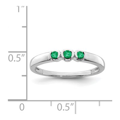Sterling Silver Emerald Natural 3-Stone Ring – view 4