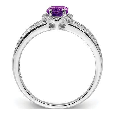 Sterling Silver Amethyst & White Topaz Ring – view 3