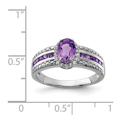 Sterling Silver Amethyst & White Topaz Ring – view 4