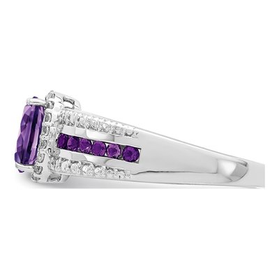 Sterling Silver Amethyst & White Topaz Ring – view 5