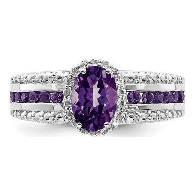 Sterling Silver Amethyst & White Topaz Ring – view 6