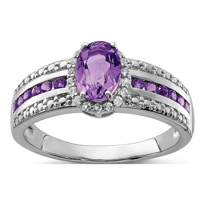 Sterling Silver Amethyst & White Topaz Ring