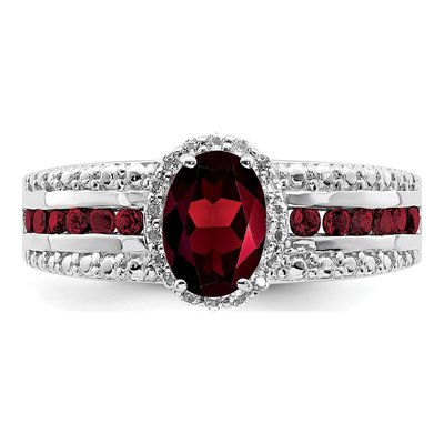 Sterling Silver Garnet & White Topaz Ring – view 6
