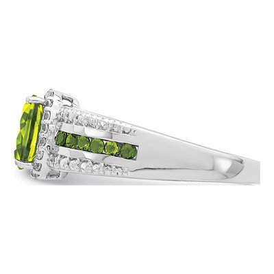 Sterling Silver Peridot & White Topaz Ring – view 4