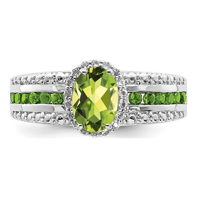 Sterling Silver Peridot & White Topaz Ring – view 6