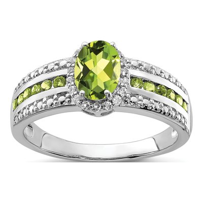 Sterling Silver Peridot & White Topaz Ring