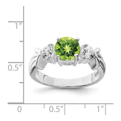 Sterling Silver Peridot & CZ Ring – view 3