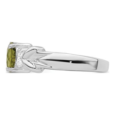 Sterling Silver Peridot & CZ Ring – view 4
