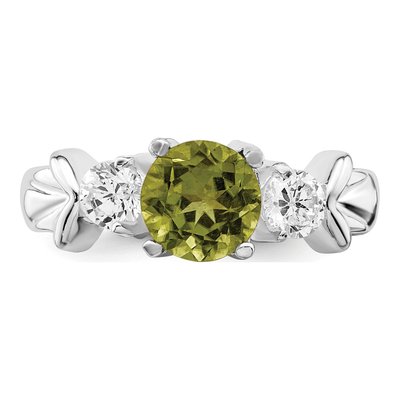 Sterling Silver Peridot & CZ Ring – view 5