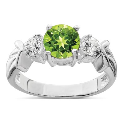 Sterling Silver Peridot & CZ Ring
