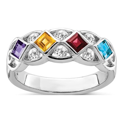 Sterling Silver Amethyst & Citrine Multi-Gemstone Ring