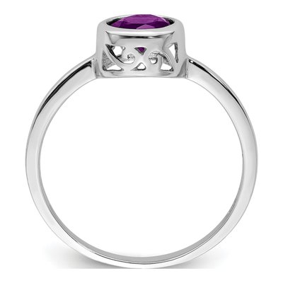Sterling Silver Amethyst Round Ring – view 3