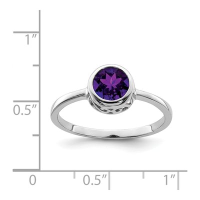 Sterling Silver Amethyst Round Ring – view 5