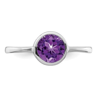 Sterling Silver Amethyst Round Ring – view 6