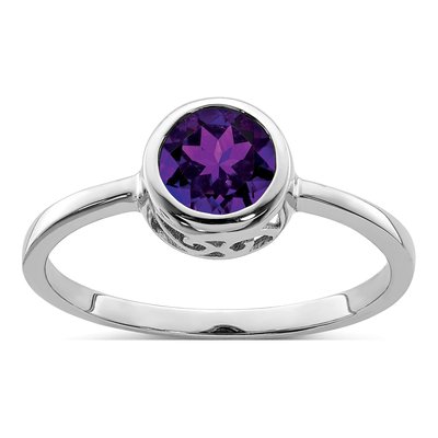 Sterling Silver Amethyst Round Ring