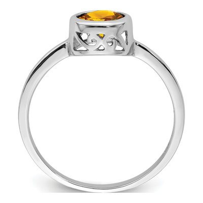 Sterling Silver Citrine Round Ring – view 3