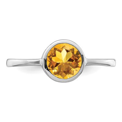 Sterling Silver Citrine Round Ring – view 6