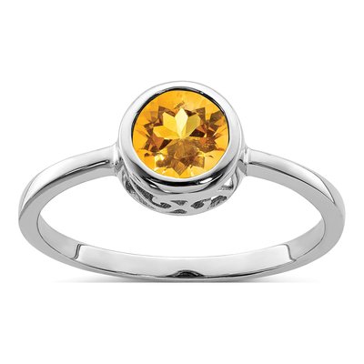 Sterling Silver Citrine Round Ring