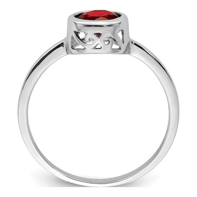 Sterling Silver Garnet Round Ring – view 3