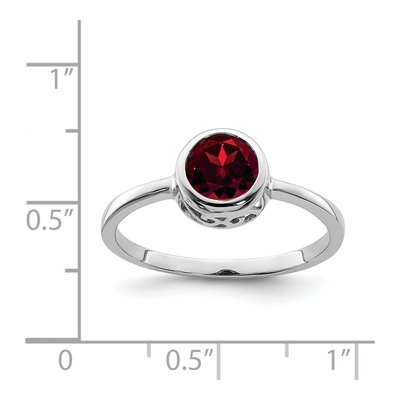 Sterling Silver Garnet Round Ring – view 5