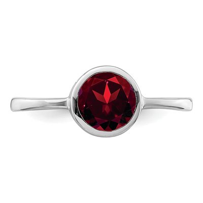 Sterling Silver Garnet Round Ring – view 6