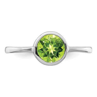 Sterling Silver Peridot Round Ring – view 6