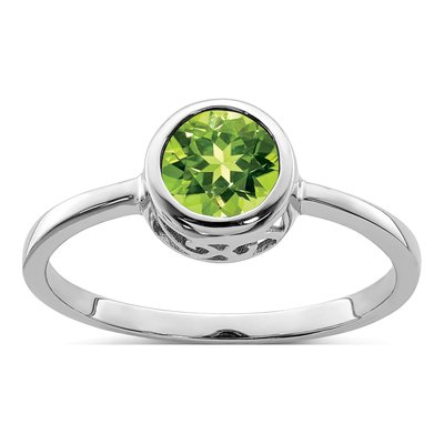 Sterling Silver Peridot Round Ring