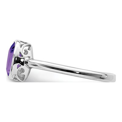 Sterling Silver Amethyst Oval Ring – view 4