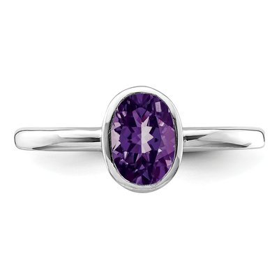 Sterling Silver Amethyst Oval Ring – view 6