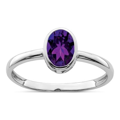 Sterling Silver Amethyst Oval Ring