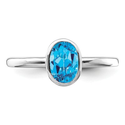 Sterling Silver Sky Blue Topaz Oval Ring – view 6