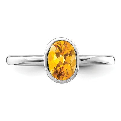 Sterling Silver Citrine Oval Ring – view 6