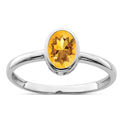 Sterling Silver Citrine Oval Ring