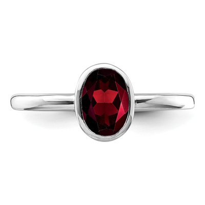 Sterling Silver Garnet Oval Ring – view 6