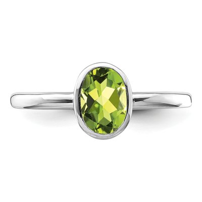 Sterling Silver Peridot Oval Ring – view 6