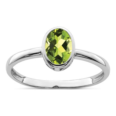 Sterling Silver Peridot Oval Ring