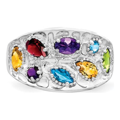 Sterling Silver Amethyst & Swiss Blue Topaz Multi-Gemstone Ring – view 6