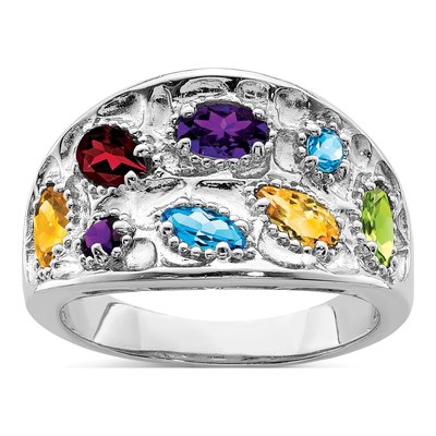 Sterling Silver Amethyst & Swiss Blue Topaz Multi-Gemstone Ring