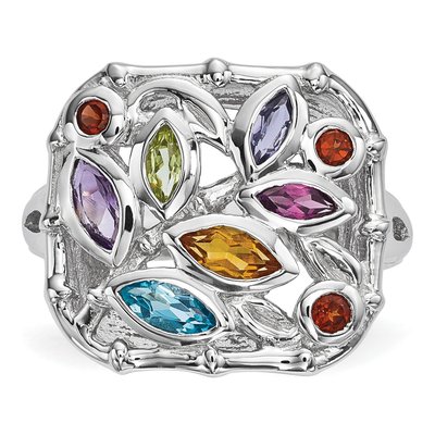 Sterling Silver Swiss Blue Topaz & Amethyst Multi Ring – view 5