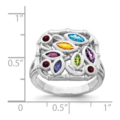 Sterling Silver Swiss Blue Topaz & Amethyst Multi Ring – view 6